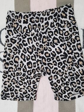 No Boundaries Leopard Print Biker Shorts in Black and Tan